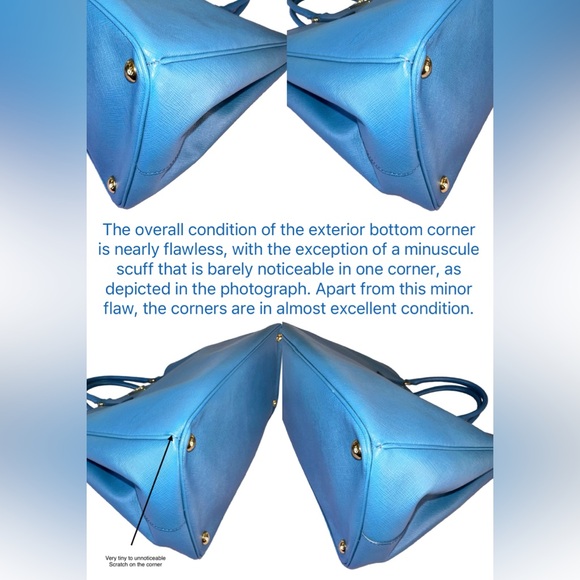 12 Prada Galleria Baltic Blue Saffiano Large Tote - Picture 4 of 11